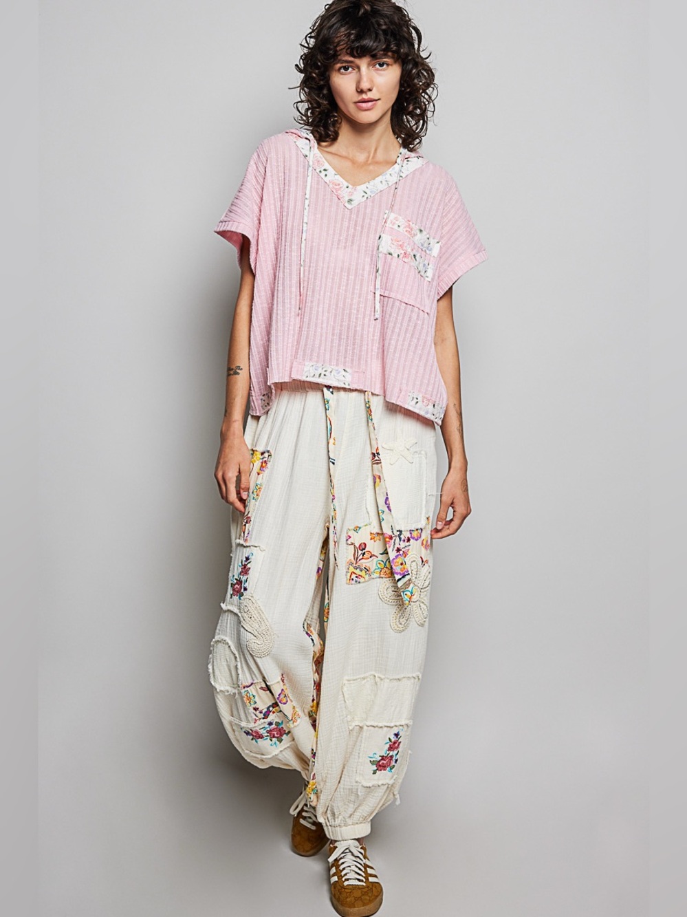 POL Short Sleeve Hooded Top Back Open Detail Pink S M L🛍️